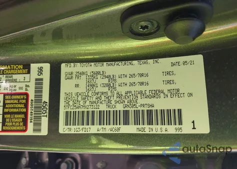 2021 Toyota Tacoma Trd Off-Road z USA, uszkodzony, nr VIN 5TFCZ5AN7MX273122